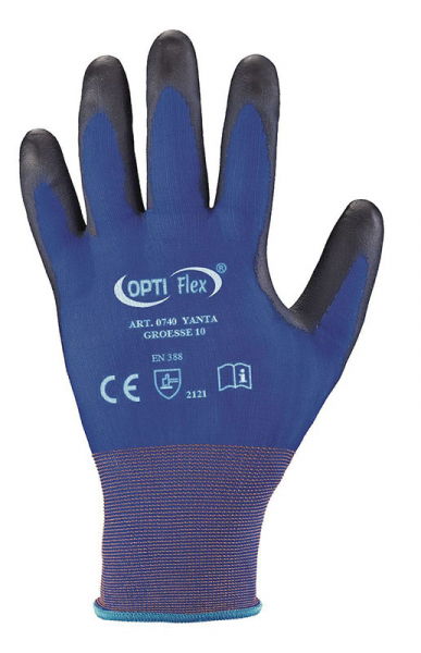 F-OPTIFLEX-Nylon-Arbeitshandschuhe, *YANTA*, Pkg.a`12, blau/schwarz