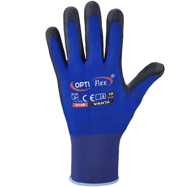 F-OPTIFLEX-Nylon-Arbeitshandschuhe, *YANTA*, Pkg.a`12, blau/schwarz