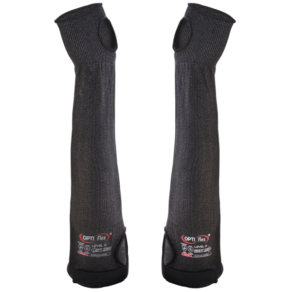 F-OPTIFLEX Armschoner *BUENOS AIRES*, Schnitt- und Hitzeschutzliner, CAT2, schwarz melange, 45 cm, VE: 50 Stk.