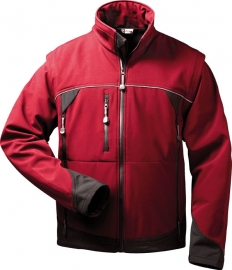 F-ELYSEE-Workwear, Softshell-Jacke Omega mit abnehmbaren Ärmeln rot/schwarz