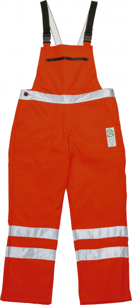F-Warnschutz-Latzhose mit Schnittschutz, *BIRKE*, 245g/m², fluoreszierend orange