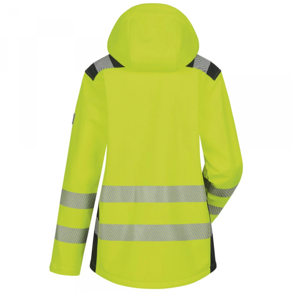F-*ERJA* DAMEN WARNSCHUTZ-SOFTSHELLJACKE, gelb/schwarz