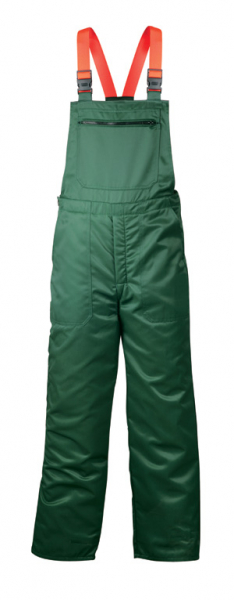 F-Latzhose mit Schnittschutz, *ERLE*, grün/orange abgesetzt