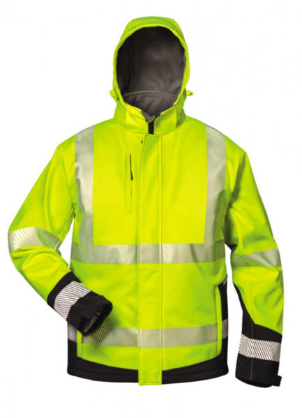 F-ELYSEE-Warnschutz-Softshell-Jacke, *MELVIN*, fluoreszierend gelb/schwarz