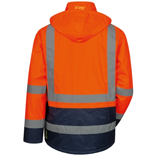 F-SAFESTYLE-Warnschutzparka, , Warnparka, *STEFAN*, fluoreszierend orange/marine