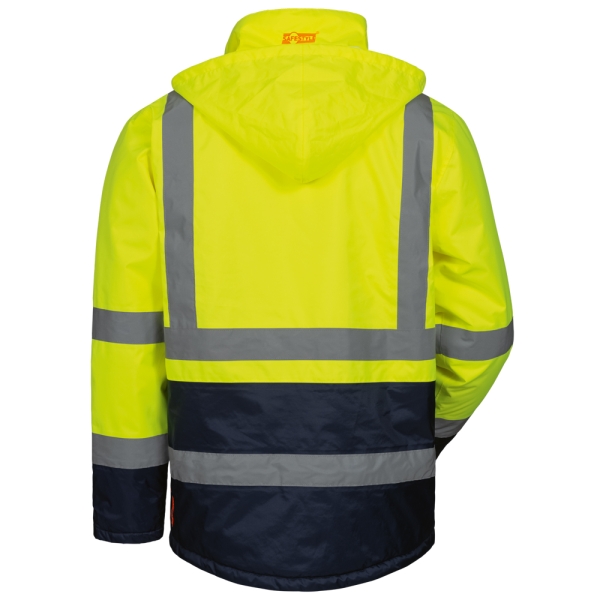 F-SAFESTYLE-Warnschutzparka, , Warnparka, *HARRY*, fluoreszierend gelb/marine