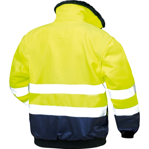 F-NORWAY-Warnschutz-Pilotenjacke, *GUNNAR*, 250g/m², fluoreszierend gelb/marine abgesetzt