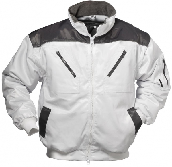 F-ALASKA Piloten-Jacke, *HOLLIS*, 250g/m², weiß/grau abgesetzt