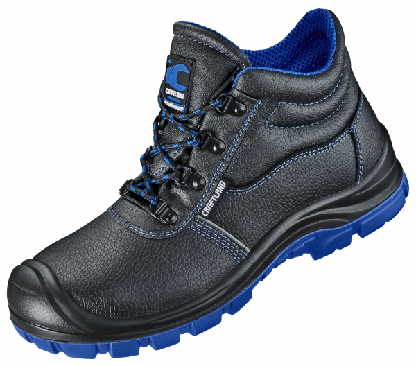 F-S3-CRAFTLAND-Sicherheitsschnürschuhe, hoch, *SALDUS ÜK*, schwarz/blau abgesetzt