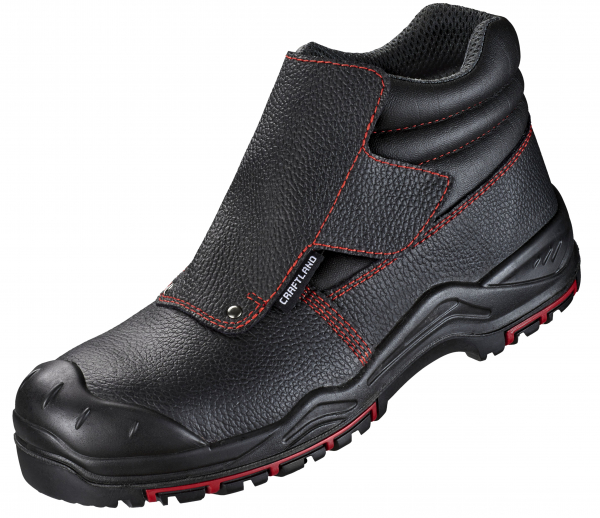 F-S3-CRAFTLAND-Schweißer-Sicherheitsstiefel, *EISENACH ÜK*, schwarz/rot abgesetzt