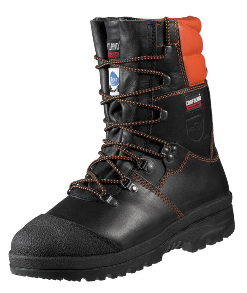 F-S2-CRAFTLAND-Forstarbeiter-Sicherheitsschnürstiefel, *ROBINIE*, schwarz/orange abgesetzt
