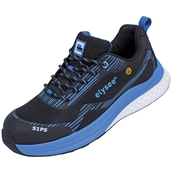 F-*CUSHIONPRO® DELTA* HALBSCHUHE S1PS-*ELYSEE®* SCHWARZ/ BLAU ABGESETZT EN ISO 20345:2022 + A1:2024 S1PS FO SR SC ESD