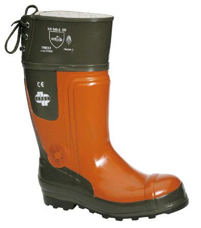 F-Sägeschutz-Stiefel, *ULME*, oliv/orange abgesetzt