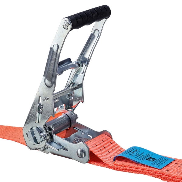 F-RATSCHEN-ZURRGURT, 2-TEILIG MIT SPITZHAKEN + SICHERUNGSFEDER, 50 MM, LC 2000 daN, FARBE ORANGE, TECTOR®