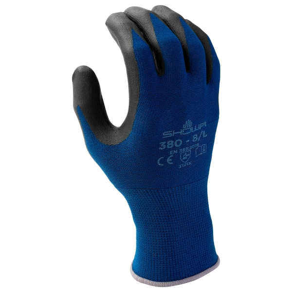 F-*SHOWA 380* SHOWA® HANDSCHUHE, POLYAMID, ELASTHAN / NITRILSCHAUM, BLAU/SCHWARZ, KAT 2