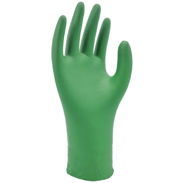 F-*SHOWA 6110PF* HANDSCHUHE, NITRIL, GRÜN, PUDERFREI, LANG, CAT.3