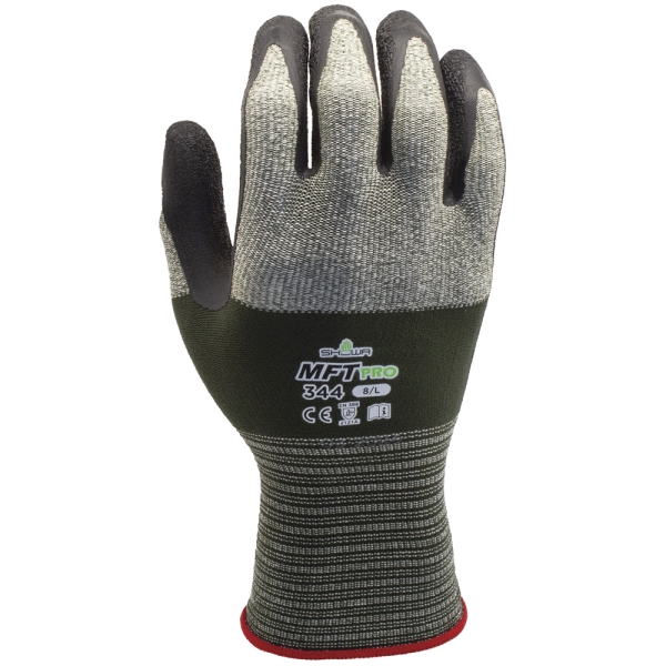 F-SHOWA-MFT-PRO344 SHOWA® HANDSCHUHE, MIKROFASER, LATEX, GRAU / SCHWARZ, KAT 2,