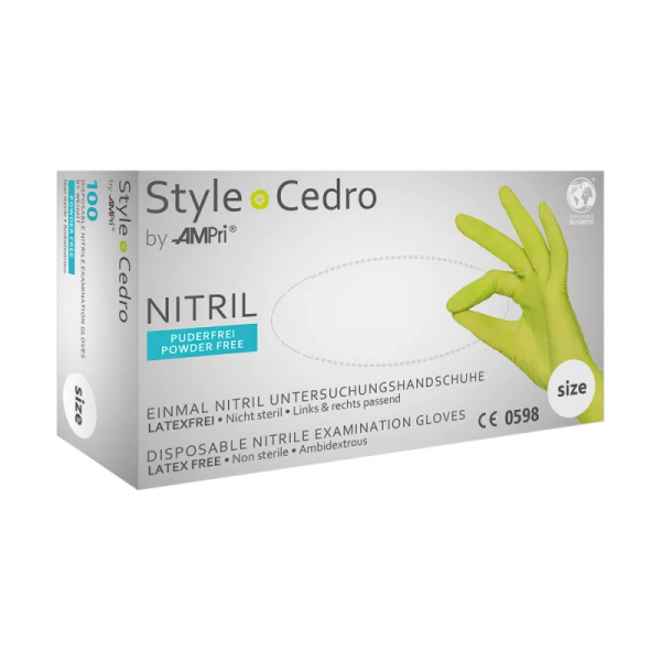 AMPRI-Hand-Schutz, Nitril-Einmal-Einweg-Handschuhe, STYLE CEDRO by Med-Comfort ungepudert, VE= 10 Boxen á 100 Stück