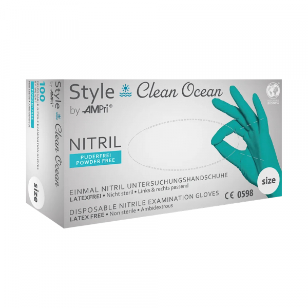 AMPRI-Style Clean Ocean, Nitril-Untersuchungshandschuh, puderfrei, ocean green, Gr. XS-XL