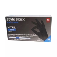 AMPRI-Hand-Schutz, Einweg-Nitril-Einmal-Handschuhe, STYLE BLACK, ungepudert, schwarz,  Pkg á 100 Stück, VE = 10 Pkg.