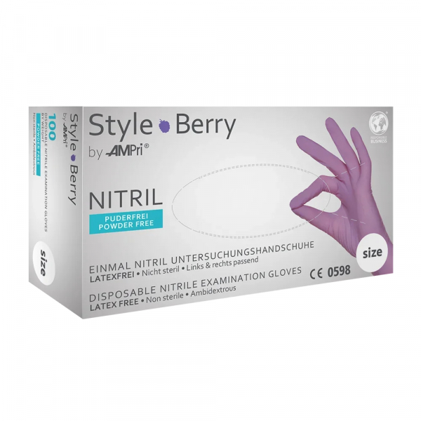AMPRI-Hand-Schutz, Einweg-Nitril-Einmal-Handschuhe, STYLE BERRY, puderfrei, lila, Pkg á 100 Stück, VE = 10 Pkg.