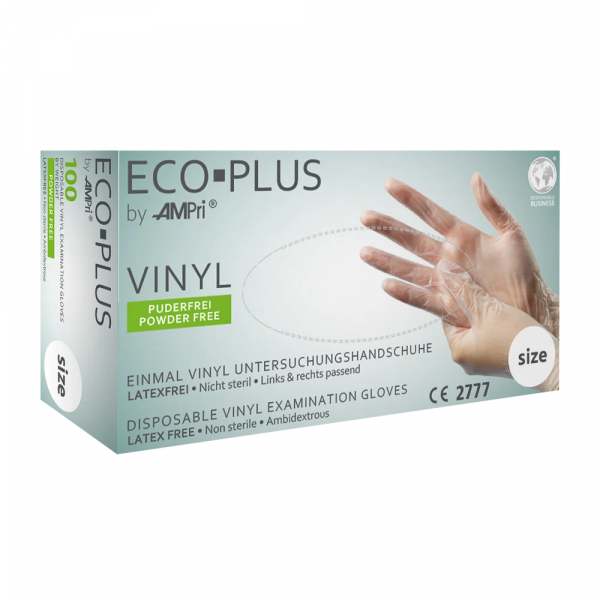 AMPRI-Hand-Schutz, Einweg-Vinyl-Einmal-Handschuhe, ECO PLUS, puderfrei, weiß, Pkg á 100 Stück, VE = 10 Pkg.
