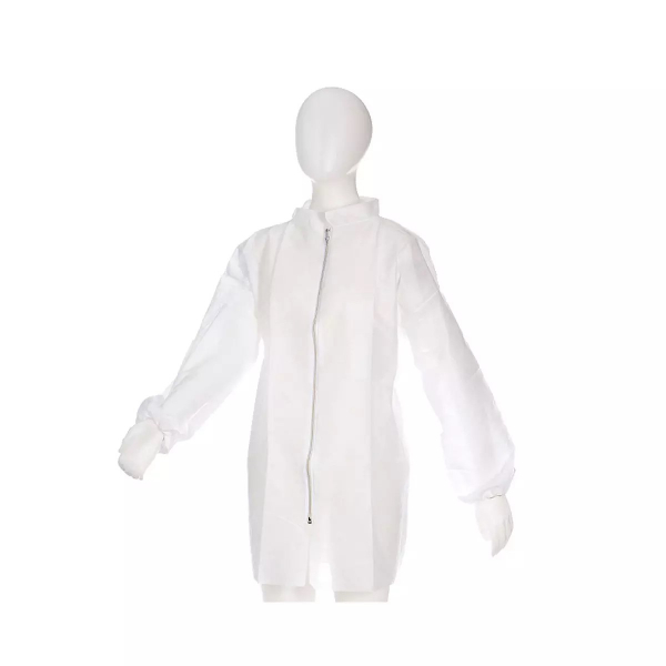 AMPRI-Med-Comfort-PP-Vlies Besucherjacke mit Reißverschluss, weiß, VE= 100 Stück