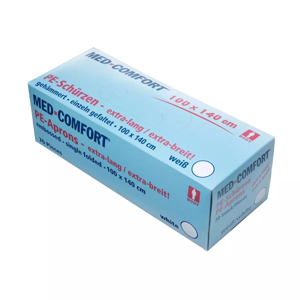 AMPRI-Med-Comfort-Einwegschürzen, weiß, 100 x 140 cm, Polyethylen, VE= 10 Boxen á 70 Stück
