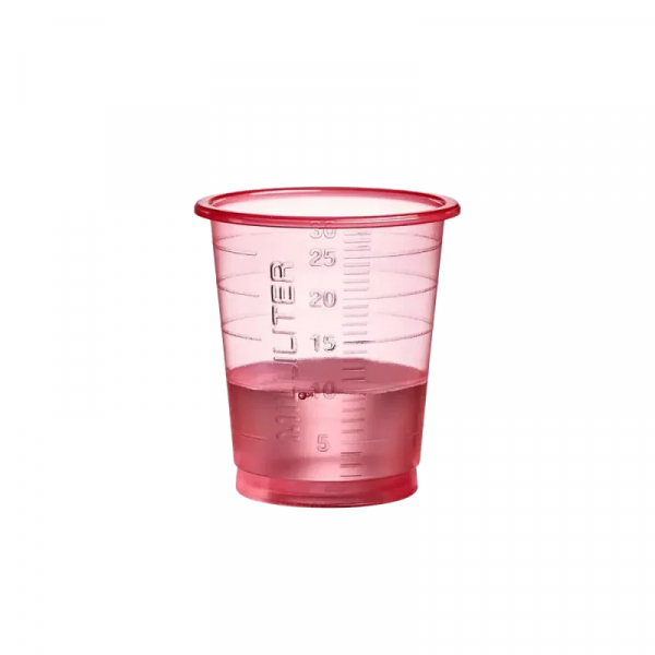 AMPRI-MED-COMFORT ECO Einmal Medizinbecher 30 ml, graduiert, rot
