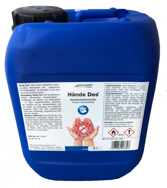 SCHOPF-Hygiene, Händedesinfektion HändeDes IP 5L Kanister