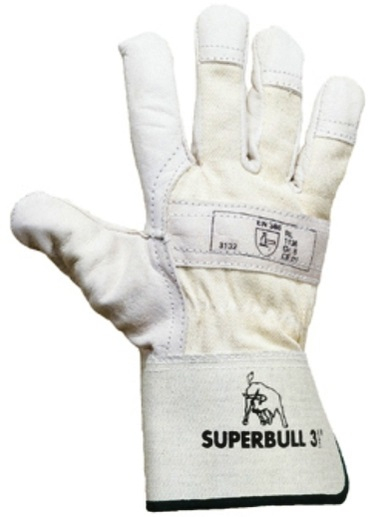 LP-Workwear, SUPERBULL 3, Winter-Arbeits-Handschuhe, Top-Rindnarbenleder, Doppelnaht, natur, gefüttert, weiß, VE = 12 Paar