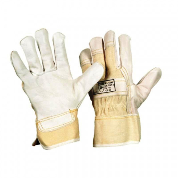 LP-Workwear, Leder-Arbeits-Handschuhe, Rindnarbenleder, Doppelnaht, gefüttert, natur, VE = 12 Paar