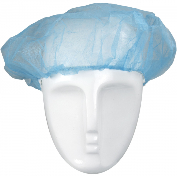 Einweg-Kopfhaube Barettform H52B, blau, VE = 10 Pkg. á 100 Stk.