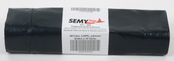 PL-Betriebsbedarf, LDPE-ZUGBAND-KEHRICHTSÄCKE, 570x850 mm, Typ 80extra, 60 ltr., ST-209, Rolle á 10 Stk., Ktn. á 24 Rollen