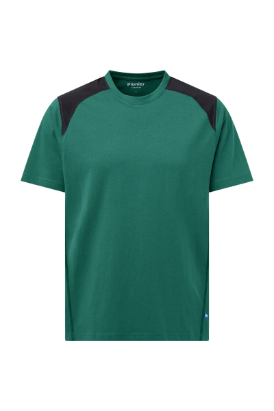 Pionier-T-Shirt mit Kontrast , Mittelgrün/Schwarz
