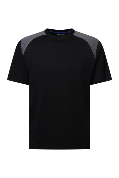Pionier-T-Shirt mit Kontrast , Schwarz/Dunkelgrau