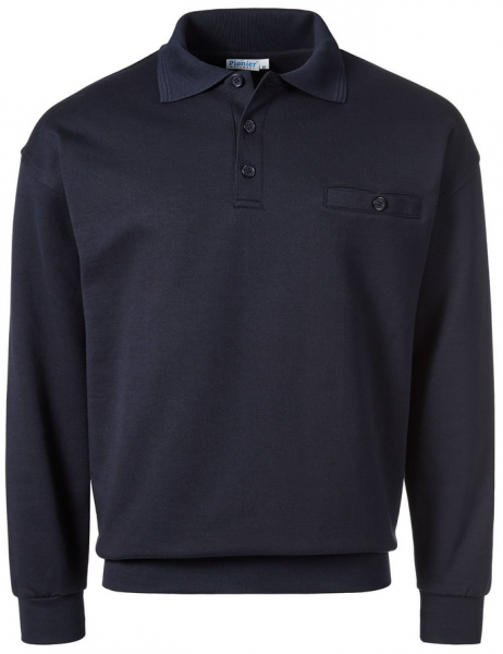 PIONIER-Worker-Shirts, Sweat-Shirt, mit Polokragen ca. 280g/m², marine