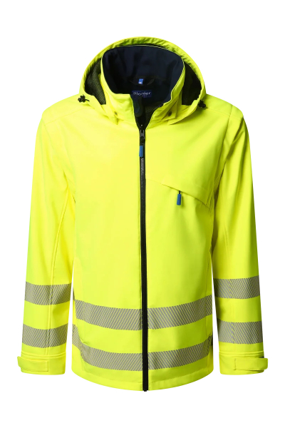 Pionier-PW Hi-Vis Softshell Jacke, High Visible Yellow/Dress Blues