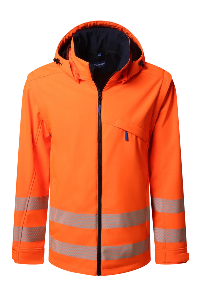 Pionier-PW Hi-Vis Softshell Jacke, High Visible Orange/Dress Blues