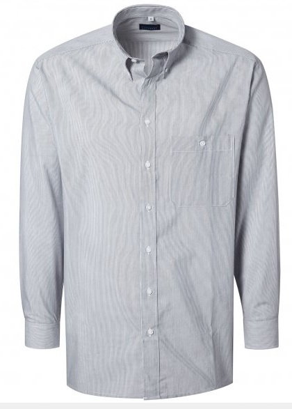 PIONIER-Workwear, Herrenhemd, 1/1 Arm, BUSINESS, grau/weiß feingestreift