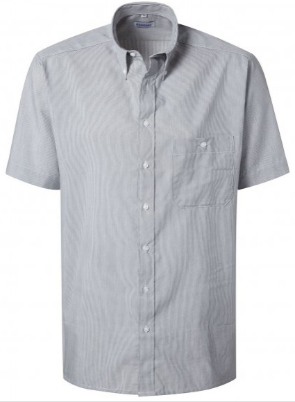 PIONIER-Workwear, Herrenhemd, 1/2 Arm, BUSINESS, grau/weiß feingestreift