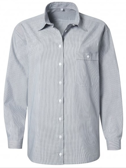 PIONIER-Workwear, Damenbluse, 1/1 Arm, BUSINESS, grau/weiß feingestreift
