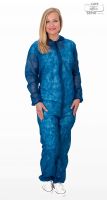 WIROS-Jobwear, Einweg-Vlies Overall, Einmal-Schutz-Anzug, Kapuze, 32 g/m², 130 x 171 cm, VE = 50 Stück, dunkelblau