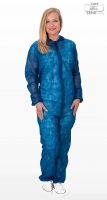 WIROS-Jobwear, Einweg-Vlies Overall, Einmal-Schutz-Anzug, Kapuze, 32 g/m², 158 x 188 cm, VE = 50 Stück, dunkelblau