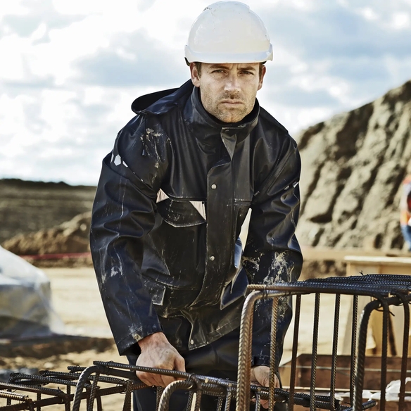 ELKA-Workwear, Rainwear-Wetter-Schutz, PU-Workwear, Regen-Jacke, DRY ZONE, 190g/m², schwarz