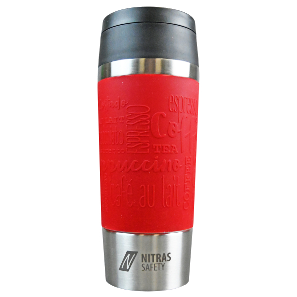 NITRAS Thermobecher, rot / silber, Edelstahl