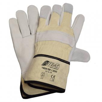NITRAS ZEUS, Rindvolllederhandschuhe, Baumwoll-Rücken, naturfarben, VE = 12 Paar