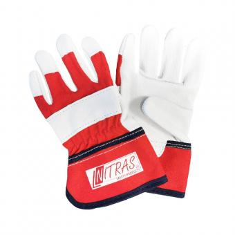 NITRAS Lederhandschuhe in kleinen Größen, roter Rücken und Stulpe