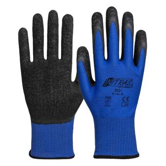 NITRAS Nylonhandschuhe, blau, Latex-Beschichtung, schwarz, VE = 12 Paar