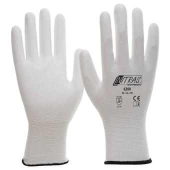 NITRAS Nylonhandschuhe, weiß, PU-Beschichtung, weiß, VE = 12 Paar